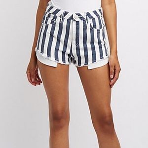 Striped Hi-Rise Cheeky Shorts